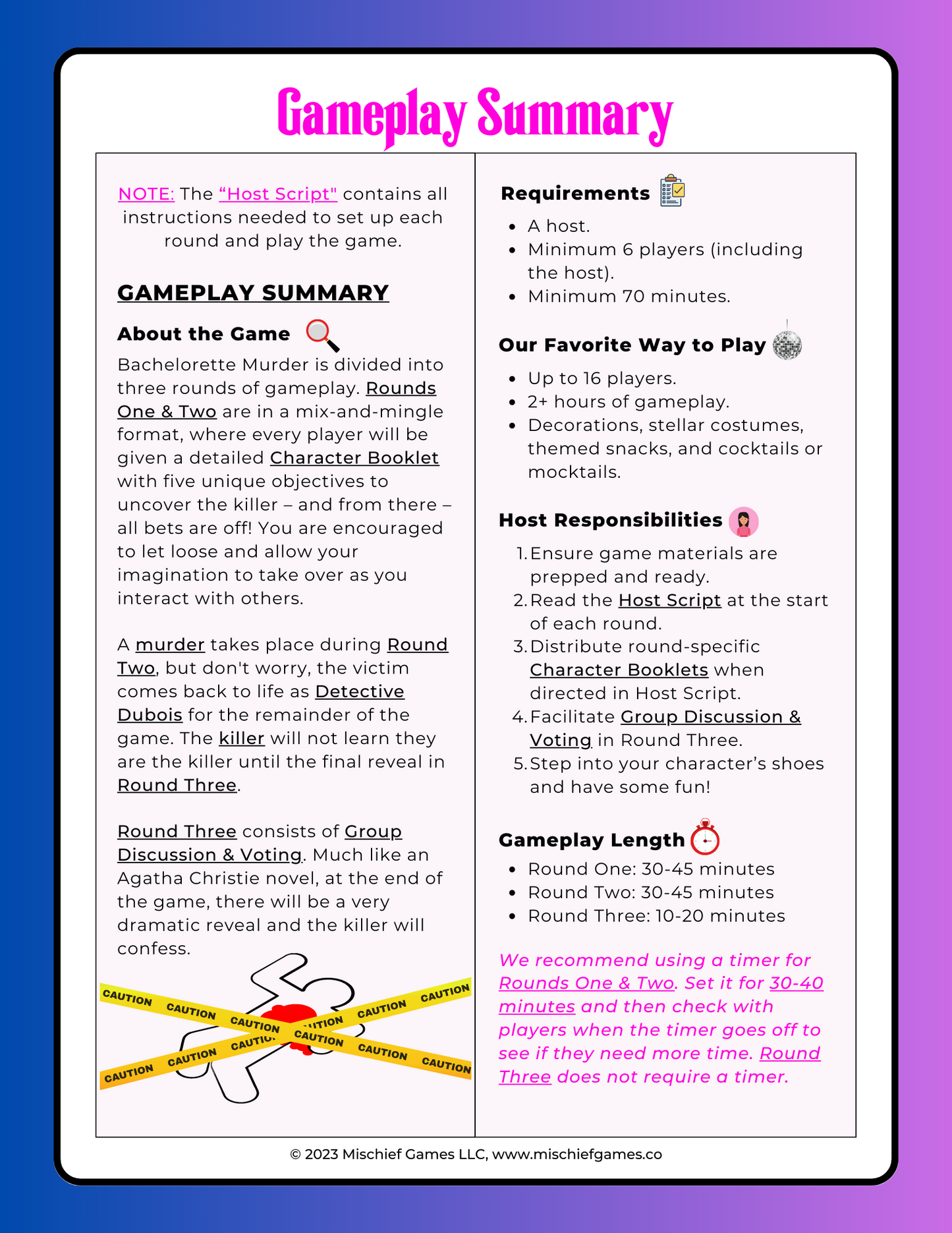how to play a murder mystery game summary