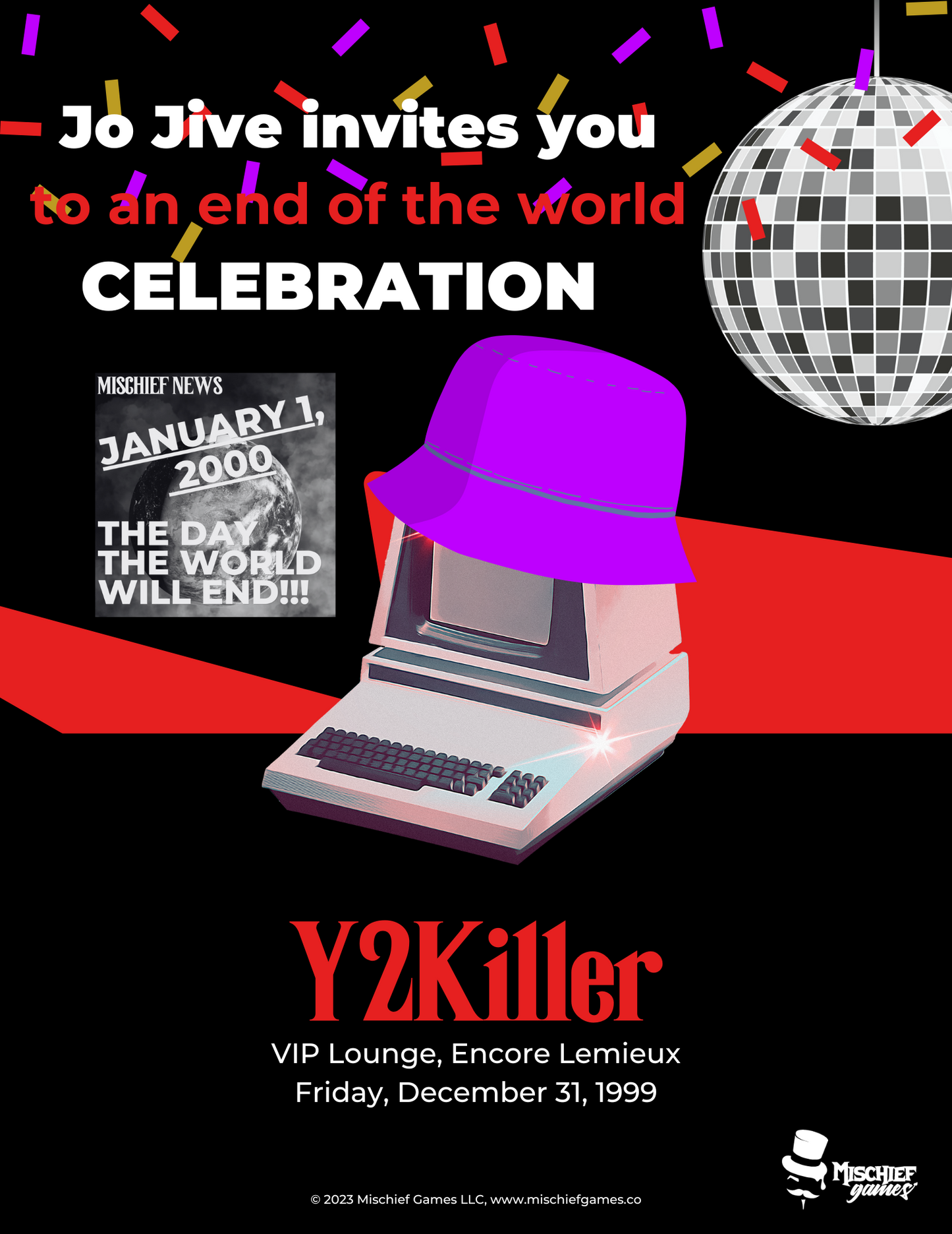 invitation to an early 2000s murder mystery party