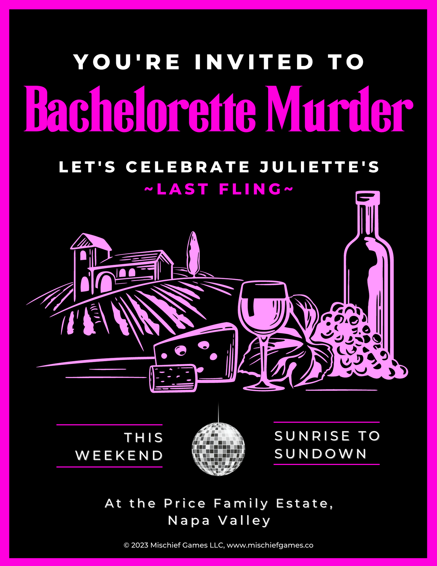 invitation for a bachelorette party murder mystery game